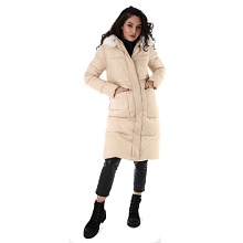 Пальто женское утепленное светло-бежевое