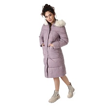 Пальто женское утепленное пастель фиолетовая